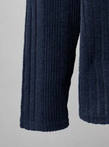 SHEIN Chicos Camiseta de cuello alto tejido de canalé - Azul Marino - Ver 5