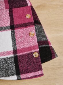 SHEIN 嬰兒羊腿袖上衣和格紋印花不對稱下擺半身裙