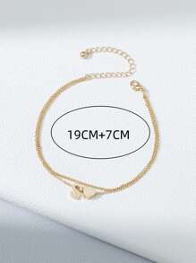 Pulsera tobillera con corazón & con diseño de letra - Amarillo Oro - Ver 3