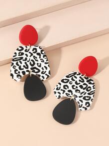 Leopard Pattern Geometric Drop Earrings - Multicolor - View 4