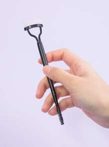 Double-ended Two-in-one Steel Needle Eyelash Comb, 1 Eyelash Comb + Eyebrow Comb - Black - View 3