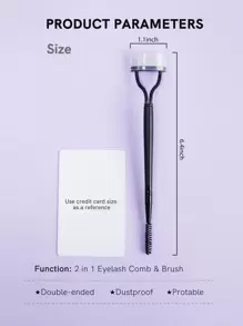 Double-ended Two-in-one Steel Needle Eyelash Comb, 1 Eyelash Comb + Eyebrow Comb - Black - View 6