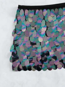 Sequin Decor Knot Side Cover Up Skirt - Multicolor - View 6