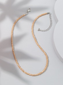 極簡風格串珠項鏈 - 米色 - 查看 1