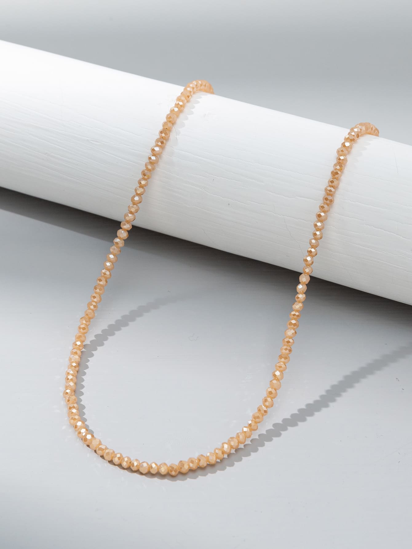 極簡風格串珠項鏈 - 米色 - 查看 2