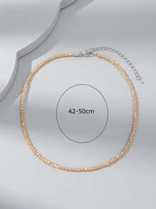 極簡風格串珠項鏈 - 米色 - 查看 3