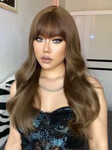 HAIRCUBE 24 Inch Nâu Nổ Dài Xoăn Tuyệt Đẹp Đẹp Mê Hoặc Tổng Hợp Bộ Tóc Giả Dành Cho Nữ - màu nâu - Xem 1