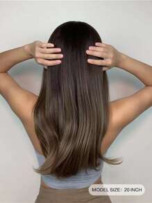 HAIRCUBE 20 英寸棕色劉海中長直發華麗美麗優雅合成假髮女式 - 彩色 - 查看 2