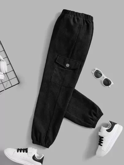 SHEIN Boys Flap Pocket Side Trousers