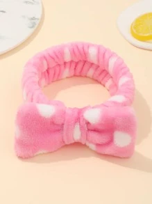 1入組波卡圓點蝴蝶結裝飾沐浴髮帶 - 西瓜粉 - 查看 1