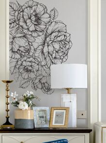 1pc PVC Wall Sticker, Modern Floral Pattern Wall Decal For Home, Stickers, Wall Decal, Vinyl Decal For Home Decorations, Spring Decoration Items Refresh Your Home, Festival Decoration Stickers Gifts Birthday Graduation - Black - View 2