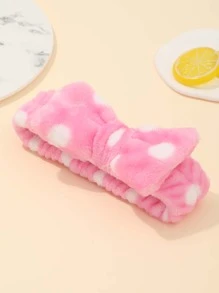 1入組波卡圓點蝴蝶結裝飾沐浴髮帶 - 西瓜粉 - 查看 3