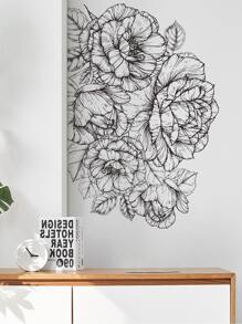 1pc PVC Wall Sticker, Modern Floral Pattern Wall Decal For Home, Stickers, Wall Decal, Vinyl Decal For Home Decorations, Spring Decoration Items Refresh Your Home, Festival Decoration Stickers Gifts Birthday Graduation - Black - View 5