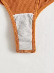 7 条装纯色罗纹性感内裤 - 彩色 - 查看 3