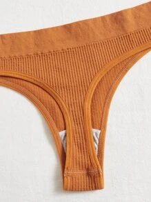 7 条装纯色罗纹性感内裤 - 彩色 - 查看 5