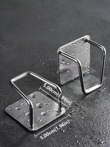 1 pieza Soporte de esponja sin taladrar, estante de pared para esponja, rejilla de acero inoxidable para el fregadero - Plateado - Ver 6