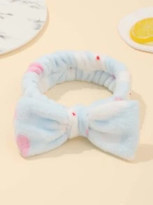 1 pieza Diadema de baño con patrón de corazón con diseño de lazo - Celeste - Ver 1