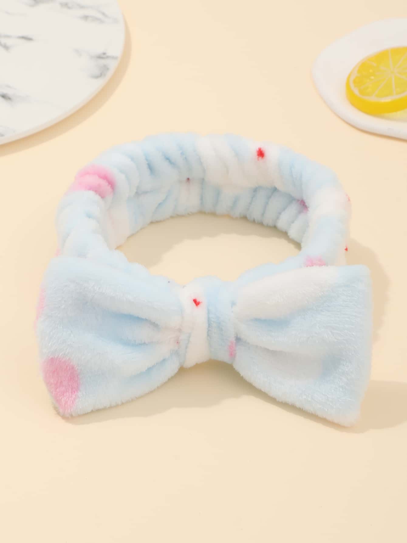 1 pieza Diadema de baño con patrón de corazón con diseño de lazo - Celeste - Ver 1