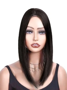 Short Straight Synthetic Hair Topper - Chocolate Brown - View 1