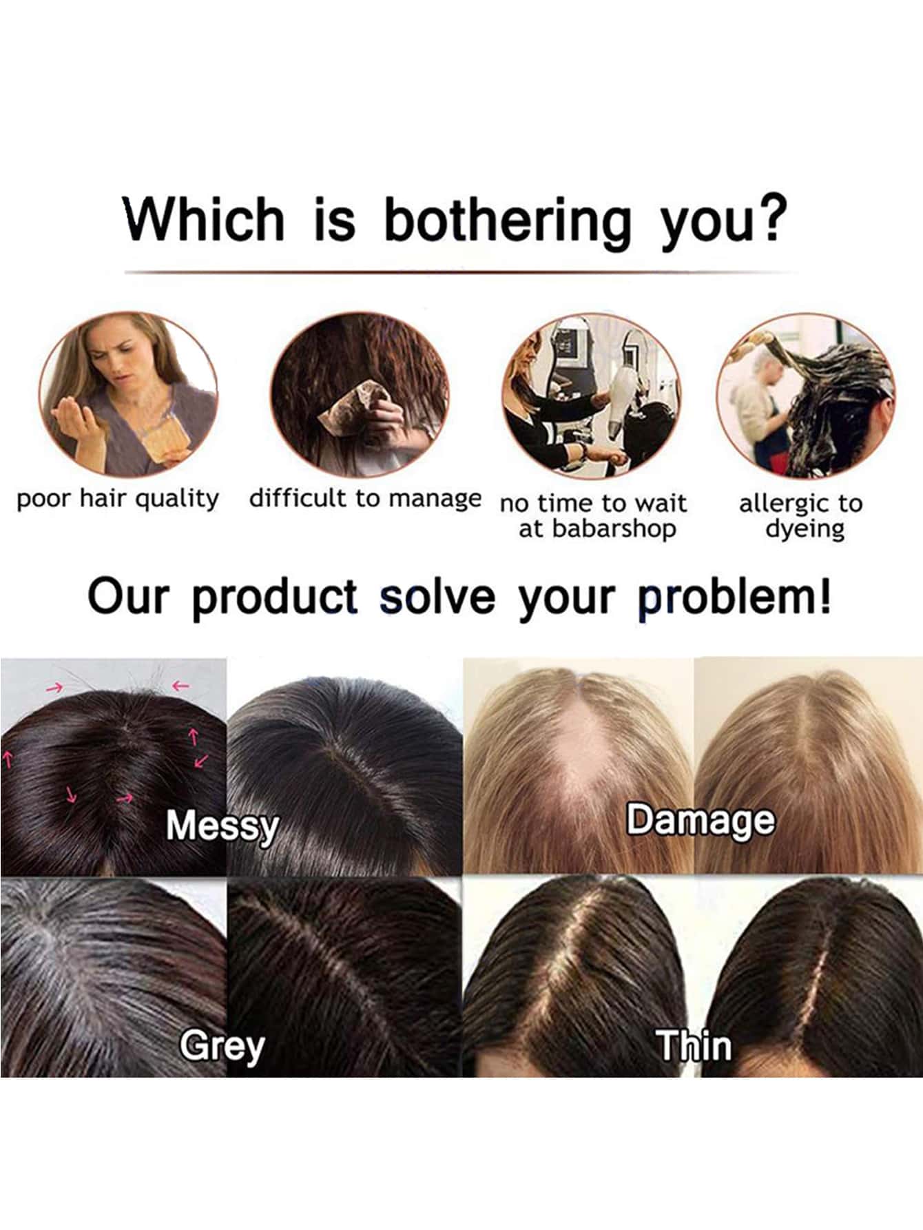 Corona Topper De Cabello Sintético Para Mujeres Con Cierre Marrón, Pelucas Para Mujeres Con Clips En La Parte Superior Del Pelo Recto - Marrón - Añade 4