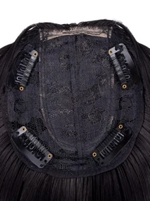 Short Straight Synthetic Hair Topper - Chocolate Brown - View 4