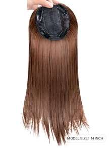 Synthetic Hair Crown Topper Brown Closure Women Toupees Straight Hair Top Topper Hairpieces With Clips On Toppersv For Women - Brown - View 2