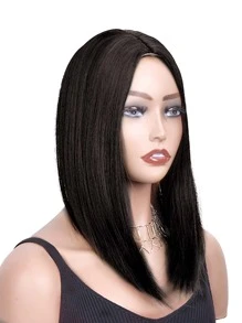 Short Straight Synthetic Hair Topper - Chocolate Brown - View 5