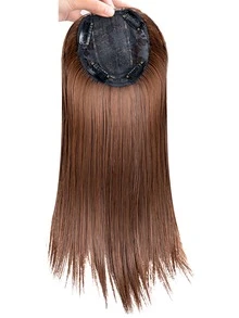 Synthetic Hair Crown Topper Brown Closure Women Toupees Straight Hair Top Topper Hairpieces With Clips On Toppersv For Women - Brown - View 5