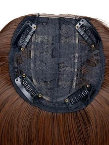 Synthetic Hair Crown Topper Brown Closure Women Toupees Straight Hair Top Topper Hairpieces With Clips On Toppersv For Women - Brown - View 6