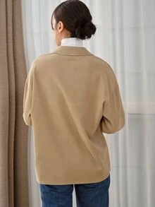 DAZY Drop Shoulder Button Front Drop Shoulder Shirt - كاكي - مشاهدة 2