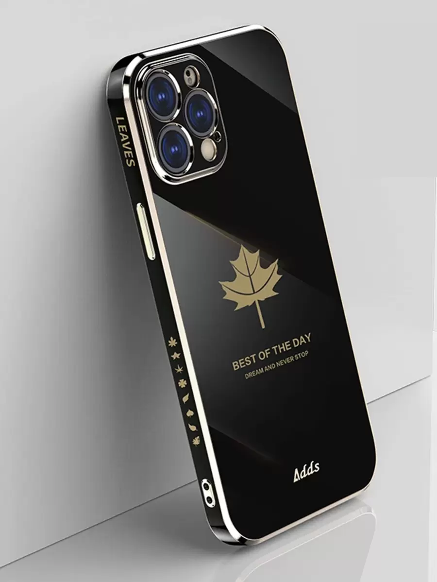 1个枫叶图案电镀防震手机壳,兼容苹果及三星Galaxy A52、11、13等国际版手机,非国内版。 - 黑色 - 查看 1