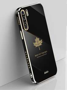 1pc Maple Leaf Electroplating Shockproof Phone Case Compatible With Apple And Phones Compatible With Galaxy A52, 11, 13,International Version, Not The Domestic Version - Black - View 3