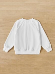 SHEIN Toddler Boys Panda Print 3D Ear Design Raglan Sleeve Sweatshirt - White - View 2