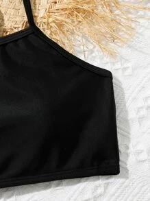 青少年女孩热带印花比基尼套装和沙滩裙夏日海滩 - 彩色 - 查看 3