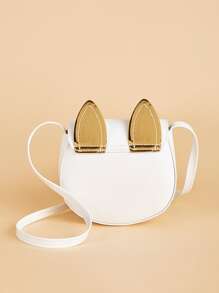 1入白色PU材質可愛貓咪翻蓋肩背包，適合日常使用 - 白色 - 查看 6