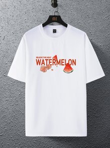 Claim Dot Dưa hấu In Áo thun Thả vai Cho nam giới - trắng - Xem 4