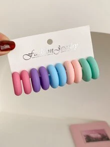 5對極簡風格開口耳環 - 彩色 - 查看 1