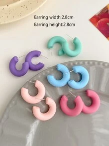 5對極簡風格開口耳環 - 彩色 - 查看 3