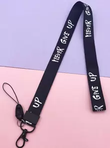 1pc Letter Graphic Lanyard Back To School - Black - View 1