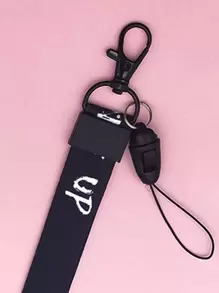 1pc Letter Graphic Lanyard Back To School - Black - View 2