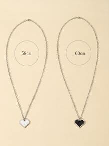 2入組情侶心形墜飾項鍊 - 彩色 - 查看 3
