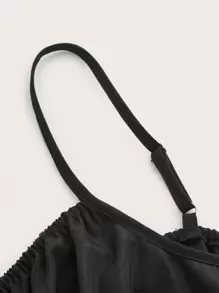 ROMWE Solid Ruched Bust Ruffle Hem Cami Dress