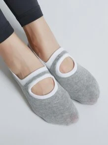 1雙圓頭開背防滑瑜珈襪,適用於室內運動,跳舞,跳繩,普拉提