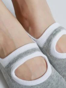 1雙圓頭開背防滑瑜珈襪,適用於室內運動,跳舞,跳繩,普拉提