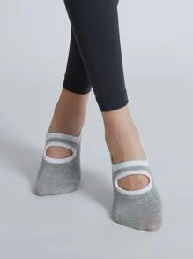 1雙圓頭開背防滑瑜珈襪,適用於室內運動,跳舞,跳繩,普拉提