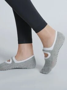 1雙圓頭開背防滑瑜珈襪,適用於室內運動,跳舞,跳繩,普拉提