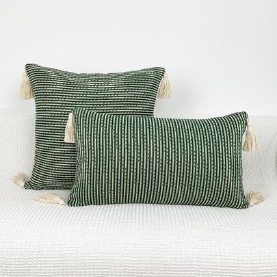 1pc Tassel Decor Cushion Cover Without Filler