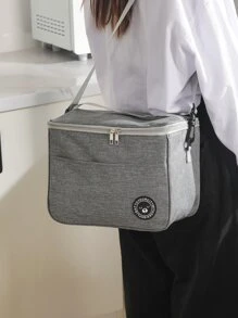 1 pieza Bolsa térmica para el almuerzo con estampado de oso - Impermeable y portátil para la escuela y la oficina - Mantiene tu comida fresca y deliciosa, bolsas para exteriores de verano para alimentos, bolsas de picnic y camping - Gris - Ver 2