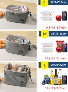 1 pieza Bolsa térmica para el almuerzo con estampado de oso - Impermeable y portátil para la escuela y la oficina - Mantiene tu comida fresca y deliciosa, bolsas para exteriores de verano para alimentos, bolsas de picnic y camping - Gris - Ver 3