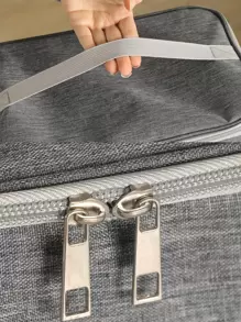 1 pieza Bolsa térmica para el almuerzo con estampado de oso - Impermeable y portátil para la escuela y la oficina - Mantiene tu comida fresca y deliciosa, bolsas para exteriores de verano para alimentos, bolsas de picnic y camping - Gris - Ver 5